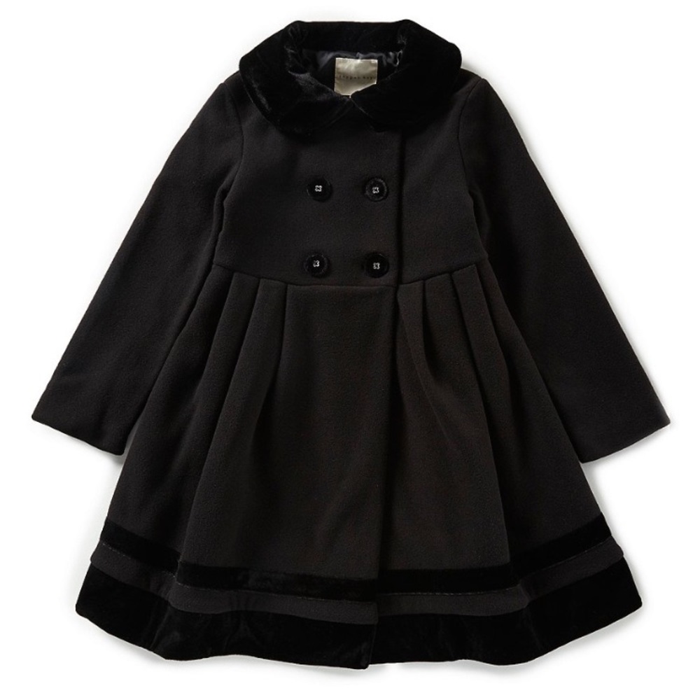 •host pick• Copper Key Girls Velvet Trim PeaCoat - Picture 1 of 8